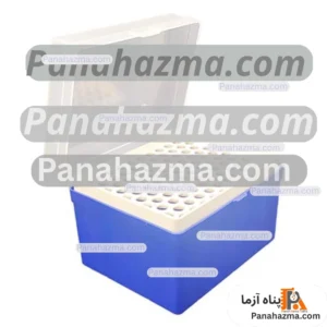 جعبه نوک سمپلر آبی با درب لولایی قفل دار ۱۰۰ خانه