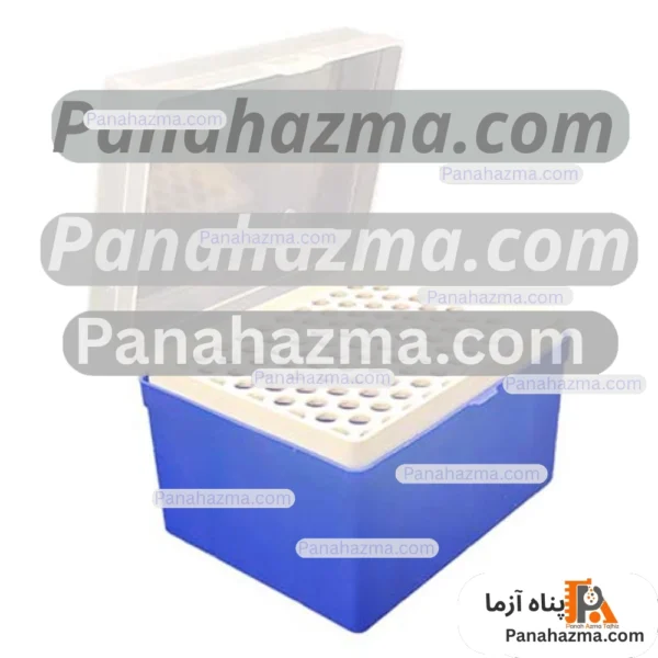 جعبه نوک سمپلر آبی با درب لولایی قفل دار ۱۰۰ خانه